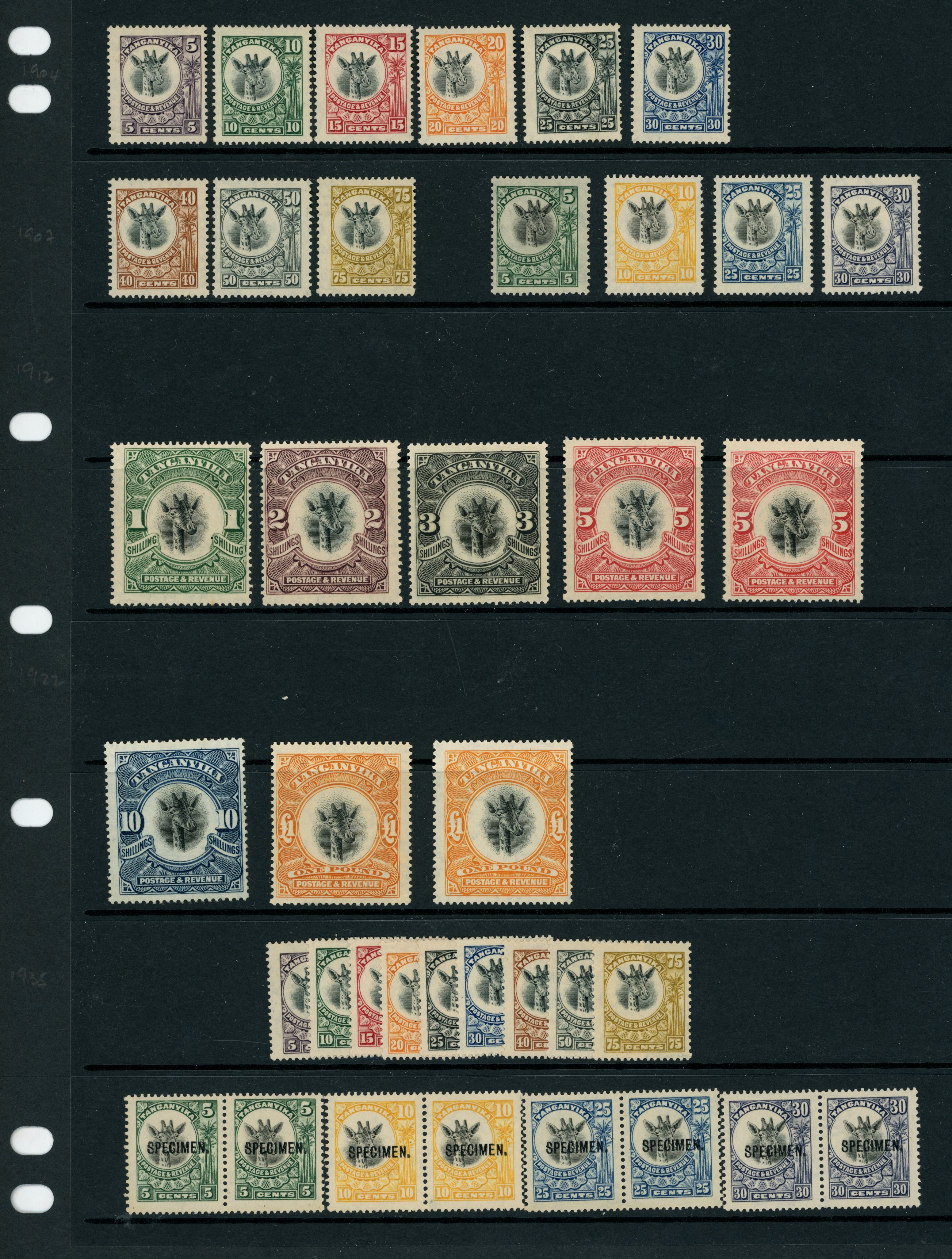 1922-25 Giraffe set to £1 with additional...
