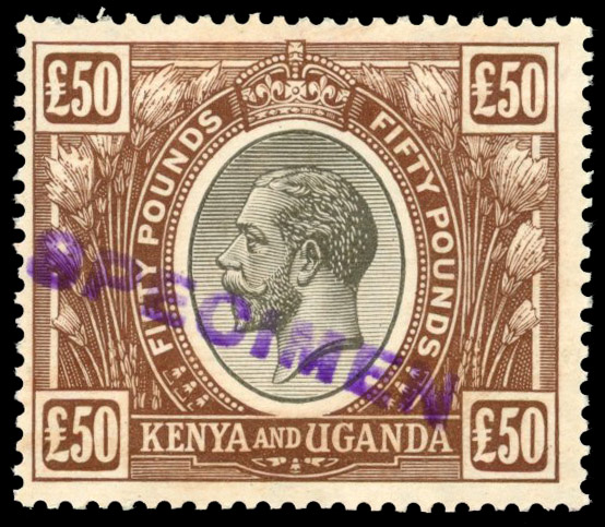 KUT SG 103s 1922 £50 local Specimen handstamp