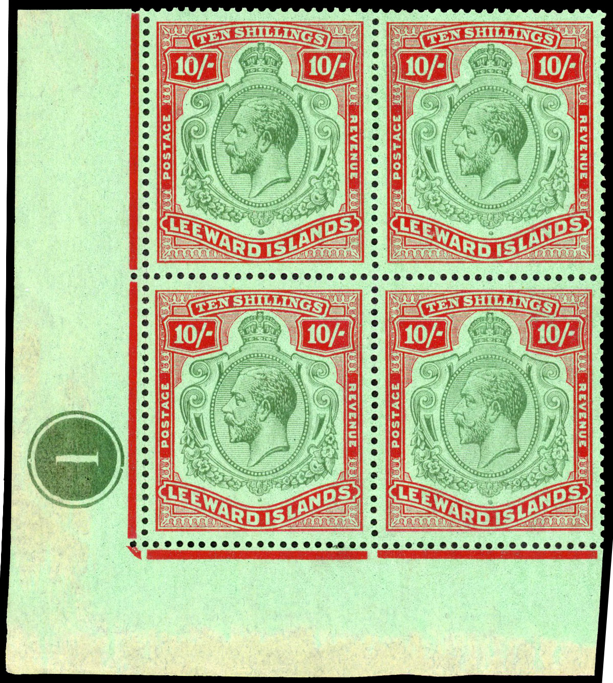 Leeward Islands SG 79 Plate block mint