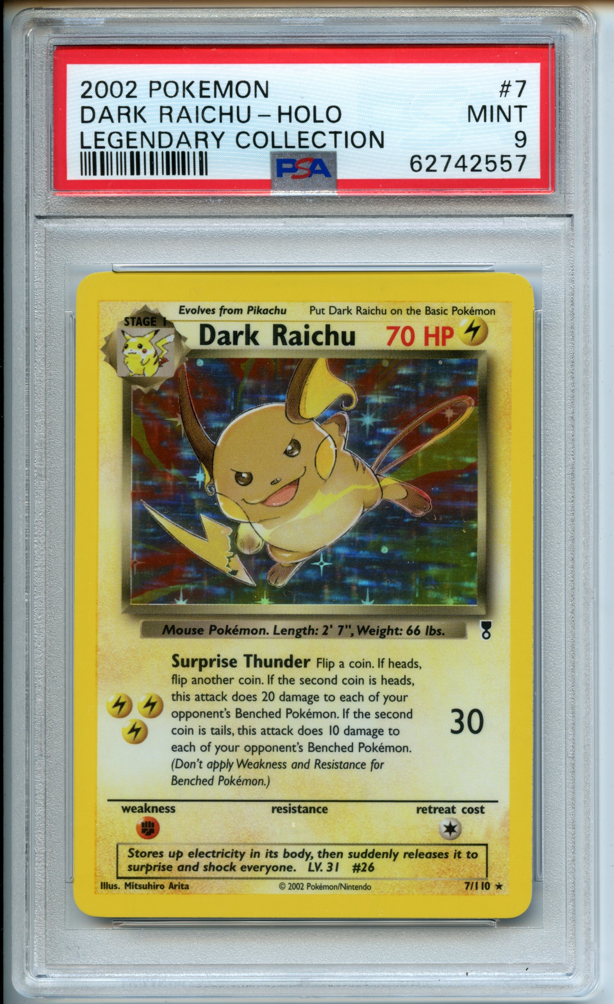 Pokémon TCG - Dark Raichu - Holo Legendary Collection - PSA 9