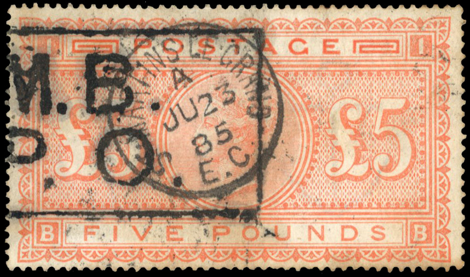 1867-83 £5 orange (BB), cancelled