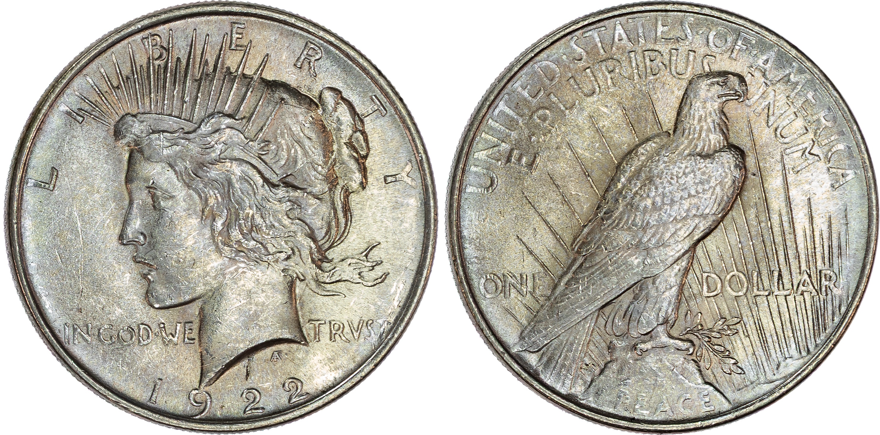 USA , silver Peace Dollar, 1922, Philadelphia, 26.71g (KM 150). Uncirculated.…