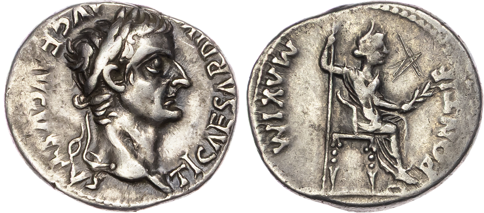Tiberius (AD 14-37) AR Denarius, Lugdunum, c. AD 18-35, 3.81g.