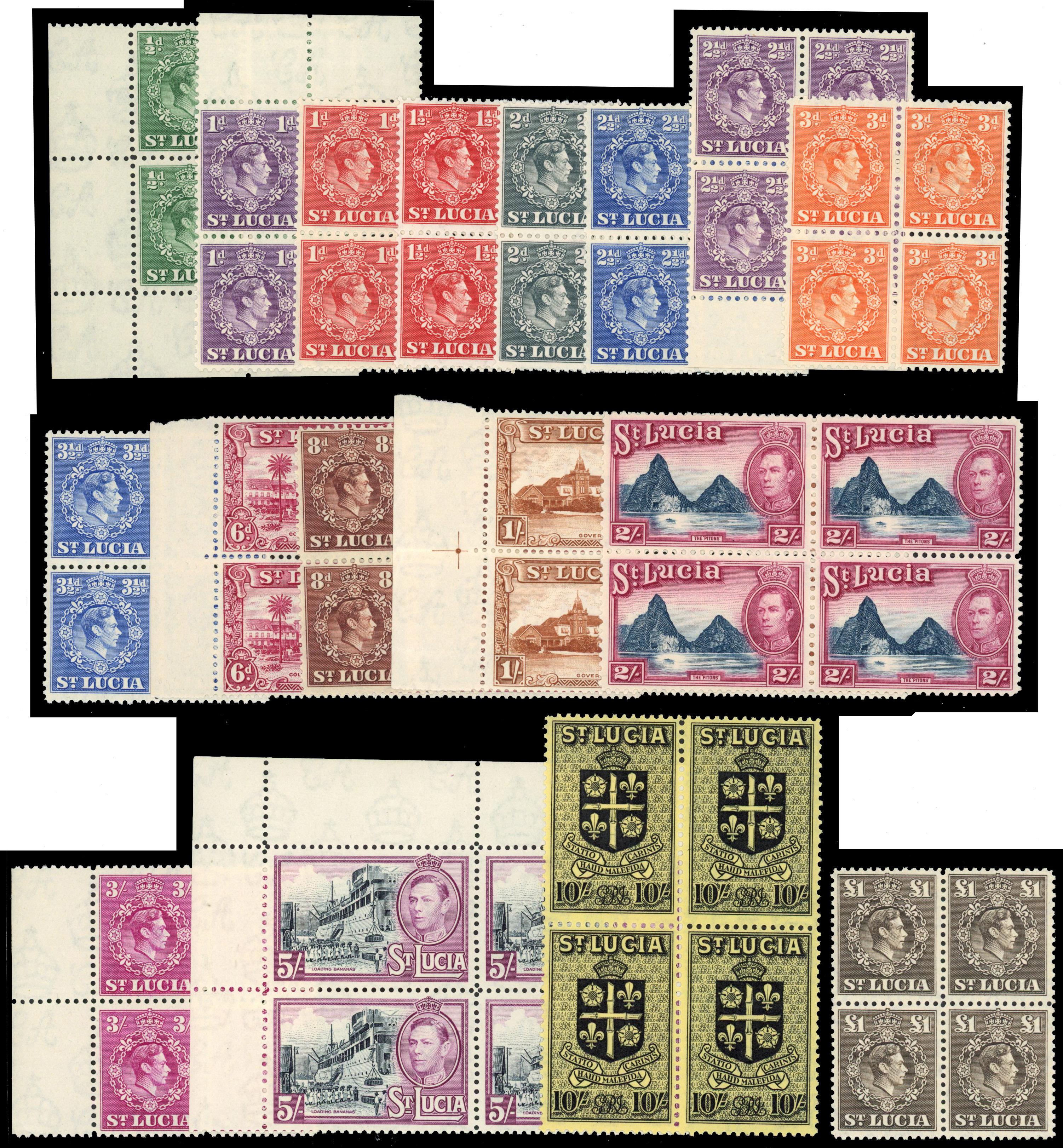 St Lucia SG 128a-141 blocks mint