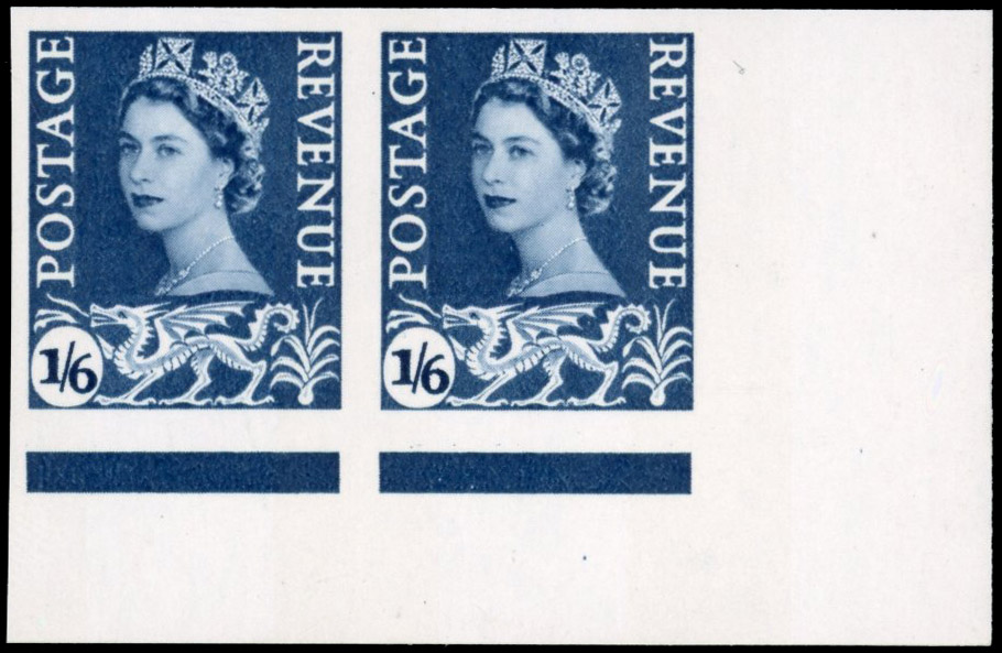 GB SG W12 1969 Wales 1s6d imprimatur pair