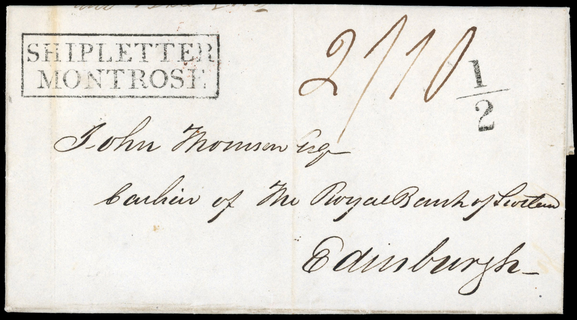 GB 1833 cover from Lerwick, Shetland, to Edinburgh