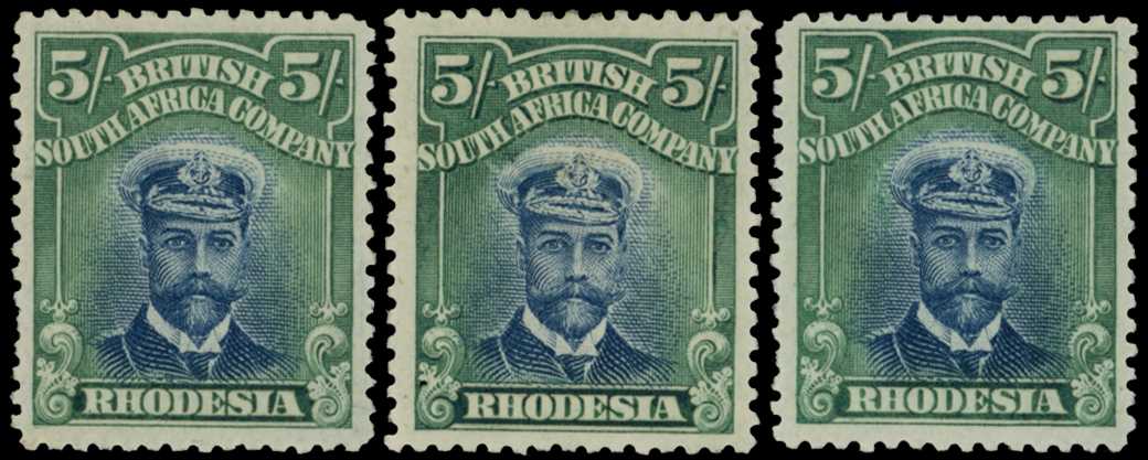 1913-7 5/- Head Die II, perf 14. Three...