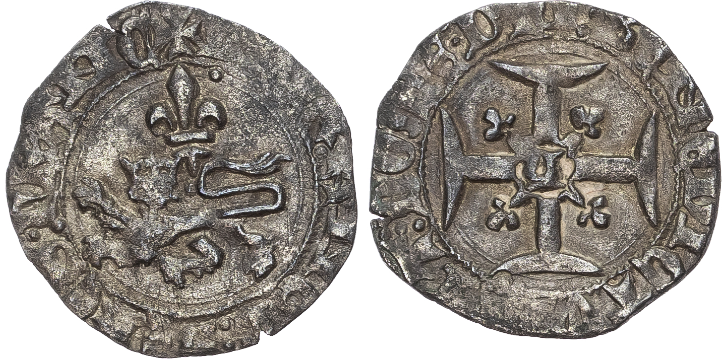 Anglo-Gallic. Henry V. 1413-1422. Silver Niquet. (22mm/2.15gm). Rouen mint. 