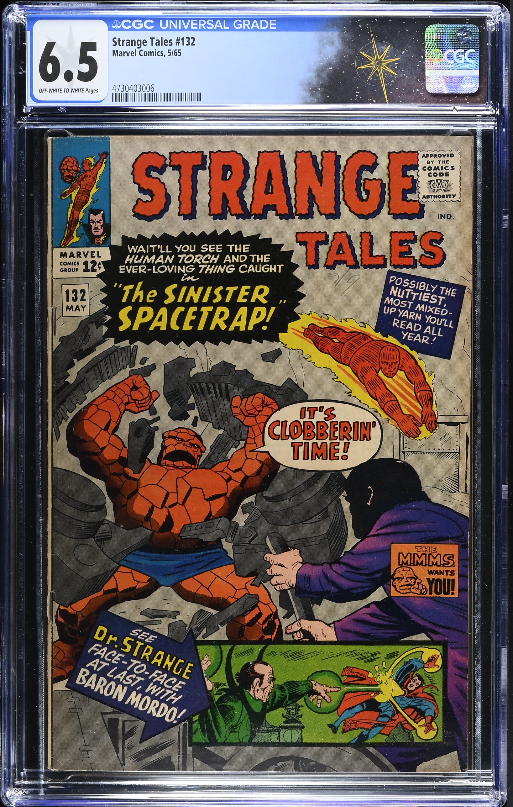 Strange Tales #132 CGC 6.5 Cover by Jack Kirby "The Sinister Spacetrap!" (Marvel Comics, 1965) Off-White to White Pages