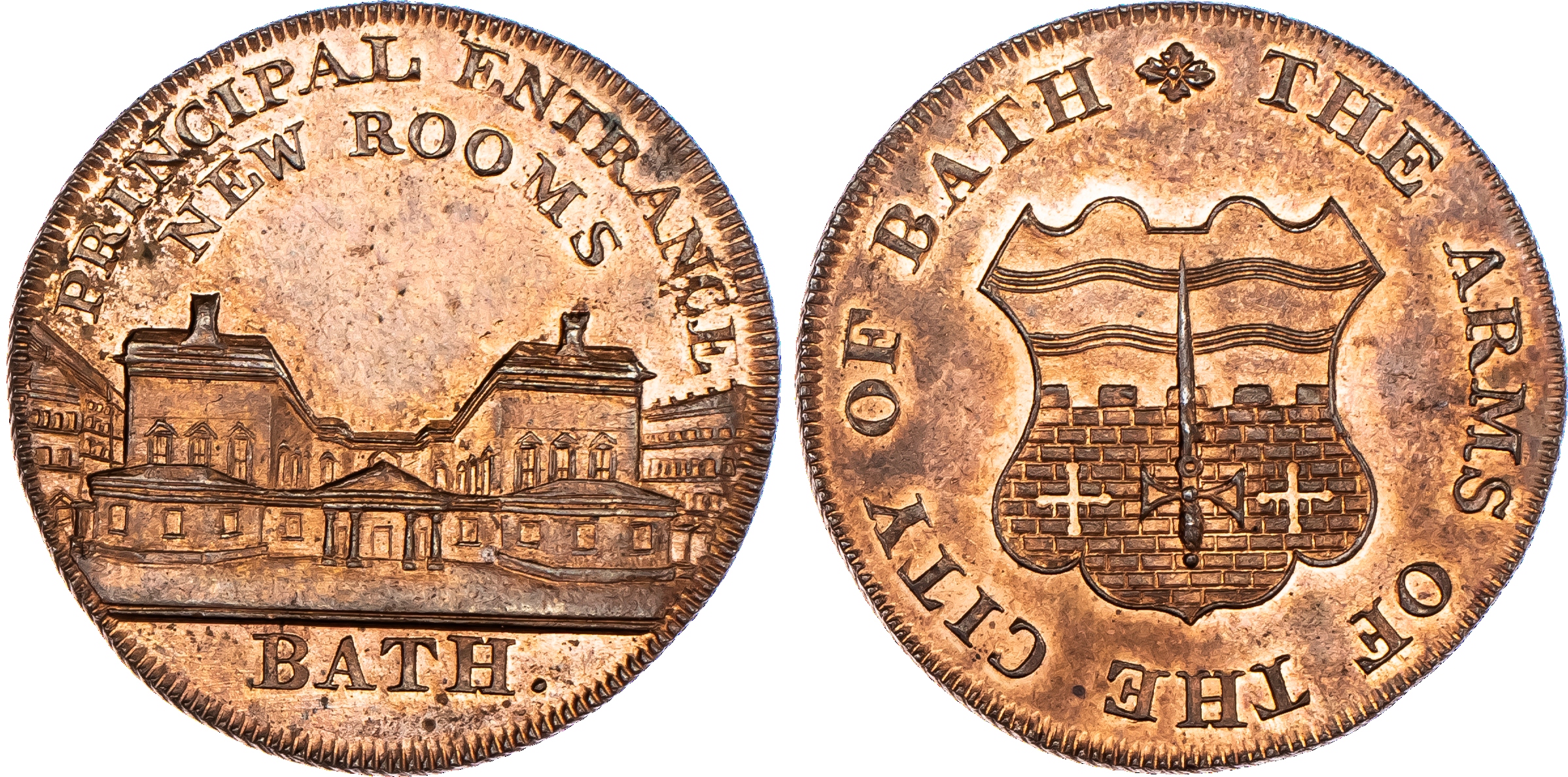 Bath, Kempson’s Halfpenny no date, Arms of...