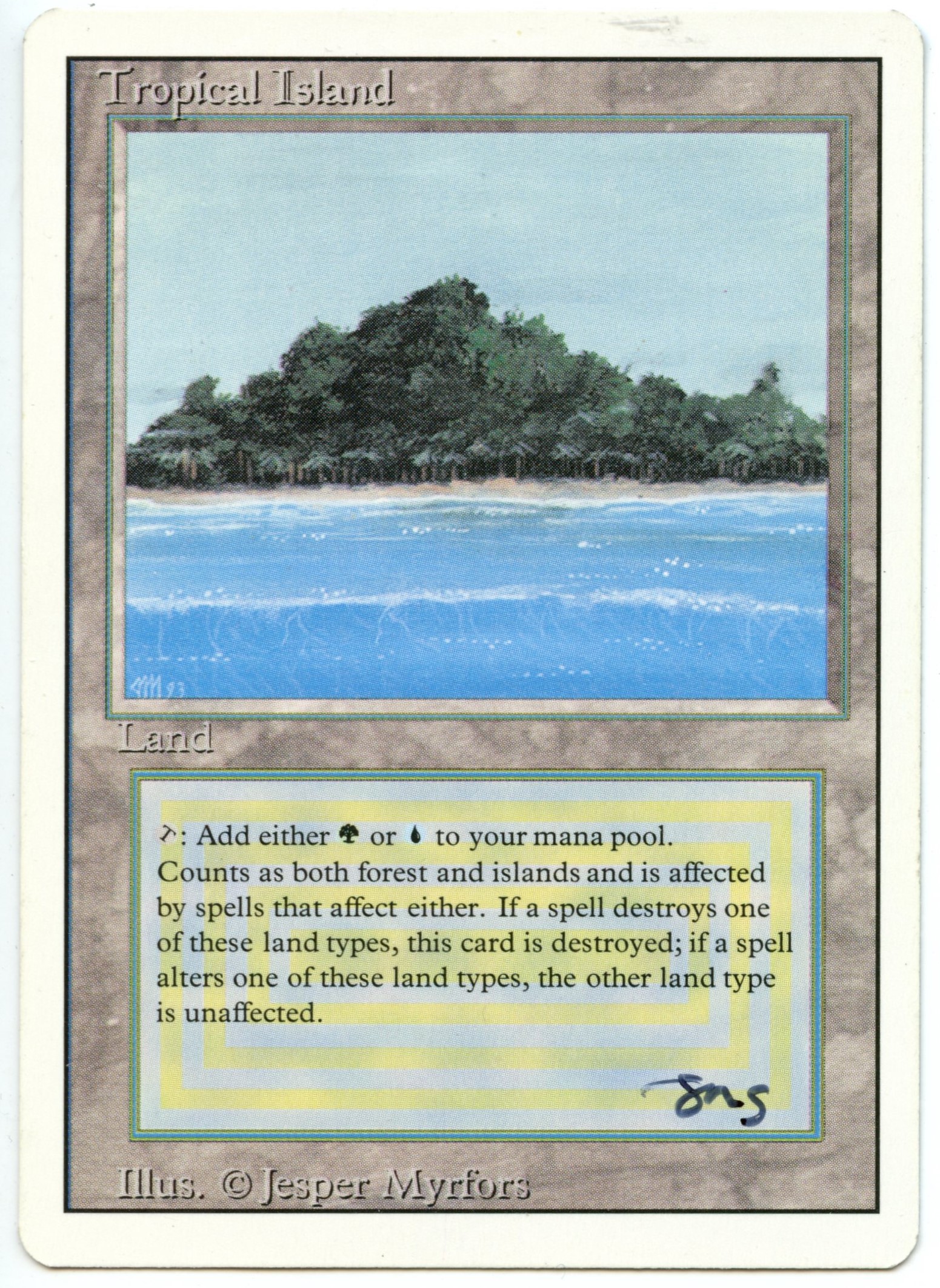 Magic The Gathering  - Tropical Island Signed  - Revised - Lightly Played 