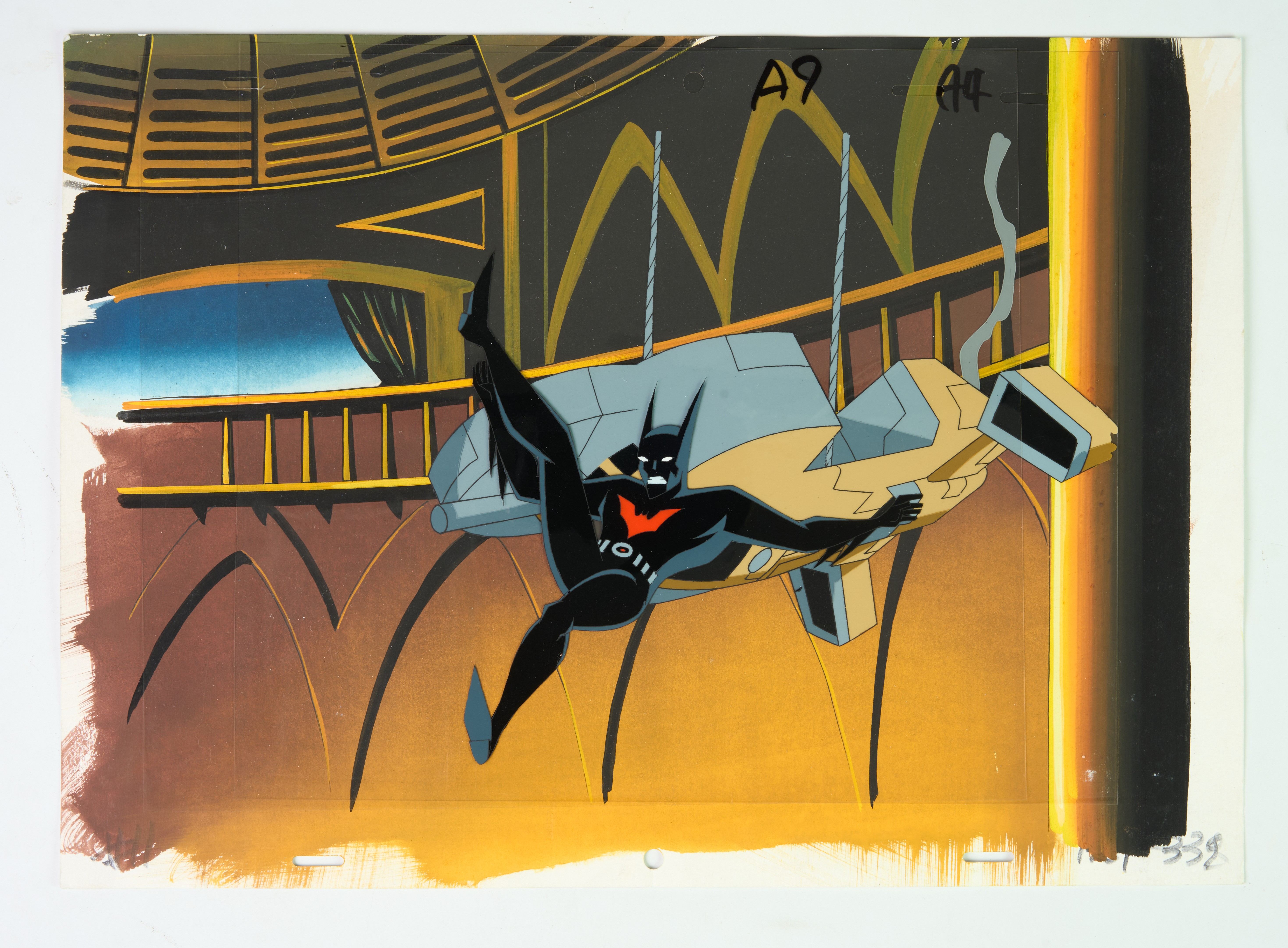 Batman Beyond Original Hand Painted Animation Cel Set-up and Background (Warner Bros, 1999-2001)