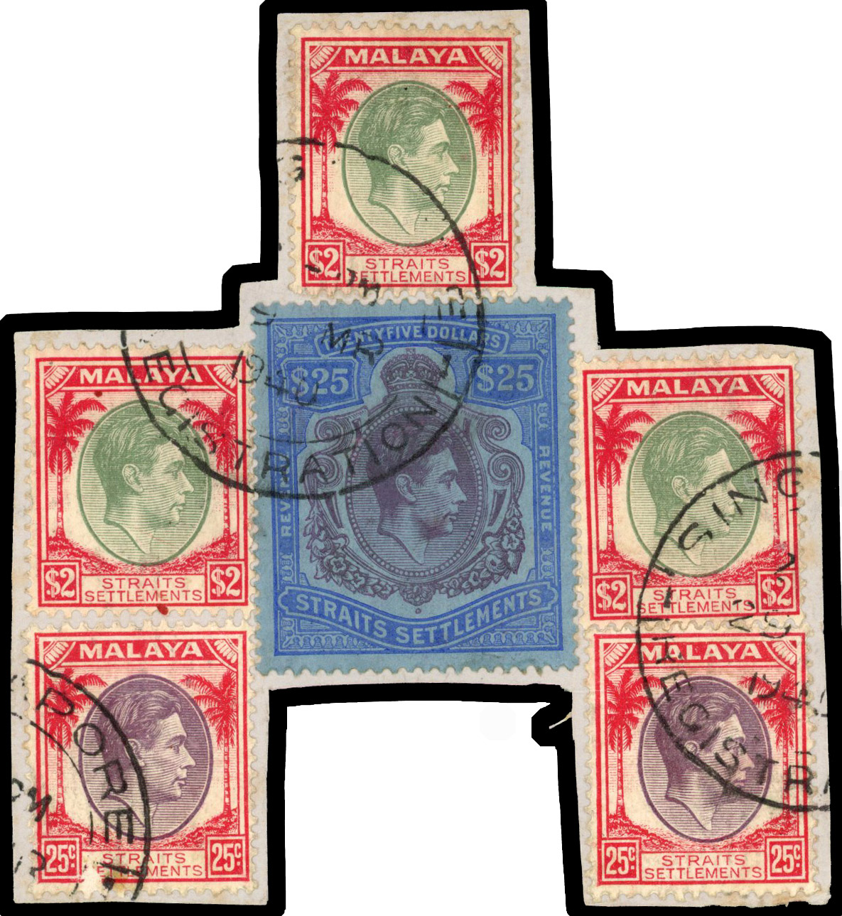 Straits Settlements 1938 KGVI $25 revenue