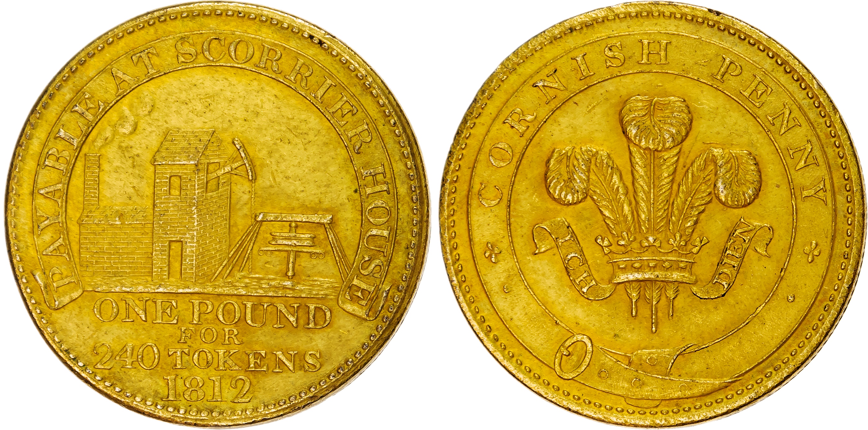 Cornwall, general circulation within the county Penny 1812, Pumping engine to a copper mine, rev. Prince of Wa…