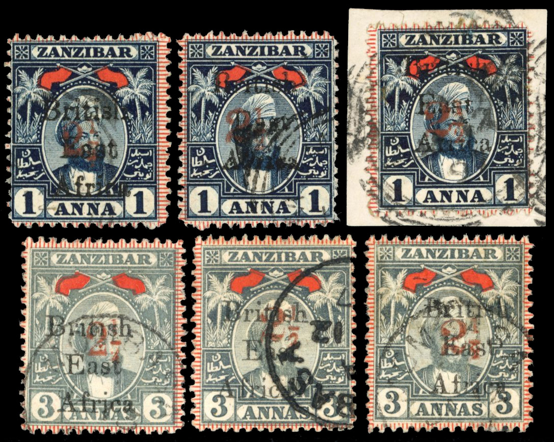 British East Africa SG 86-91 1897 '2½' surcharge set used