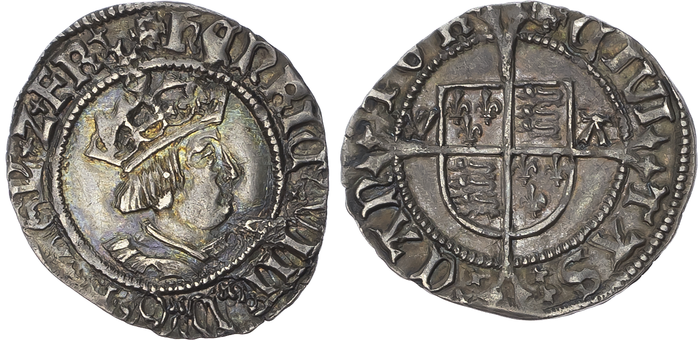 Henry VIII (1509-1547), AR Halfgroat, Second Coinage, mm. uncertain (121) - 1526-1532, Canterbury, Archbishop Warham. Cr…