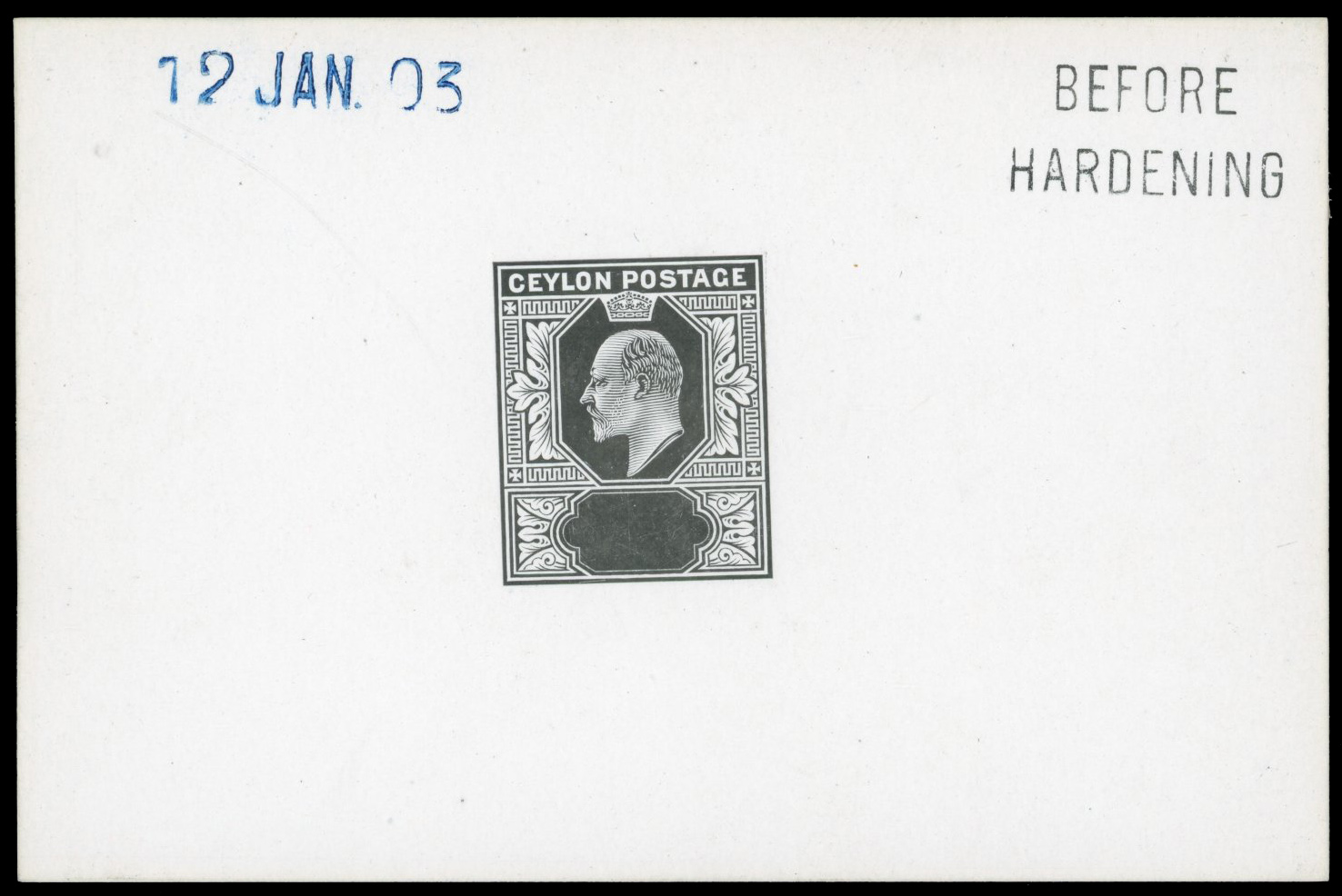 Ceylon 1903 KEVII Master Die Proof