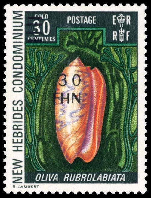 New Hebrides SG F237a 1977 30f on 30c FHN error mint
