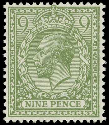 1912-24 Royal Cypher 9d olive-green...