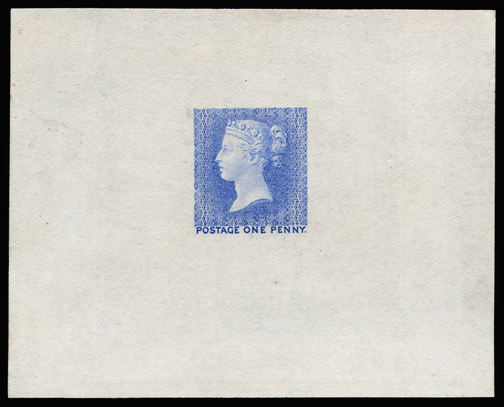 Great Britain 1902 1d Die proof of the first (Later rejected) die. Very fine reprinted example printed in ultramar…