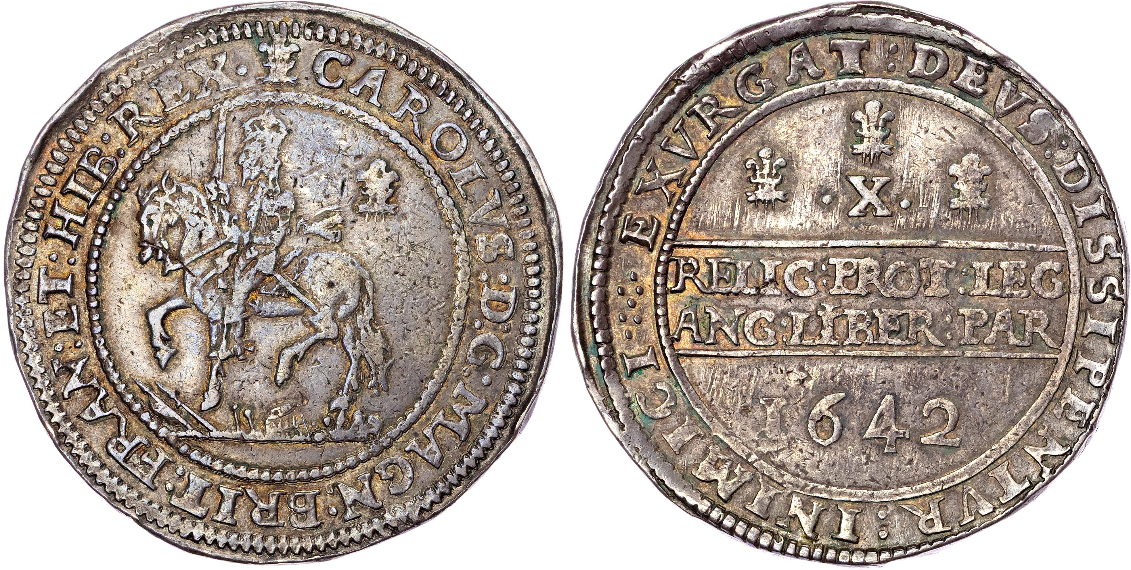 Charles I (1625‐1649), AR Halfpound, 1642, Civil War Issues, Oxford mint, mm. plume/six pellets.