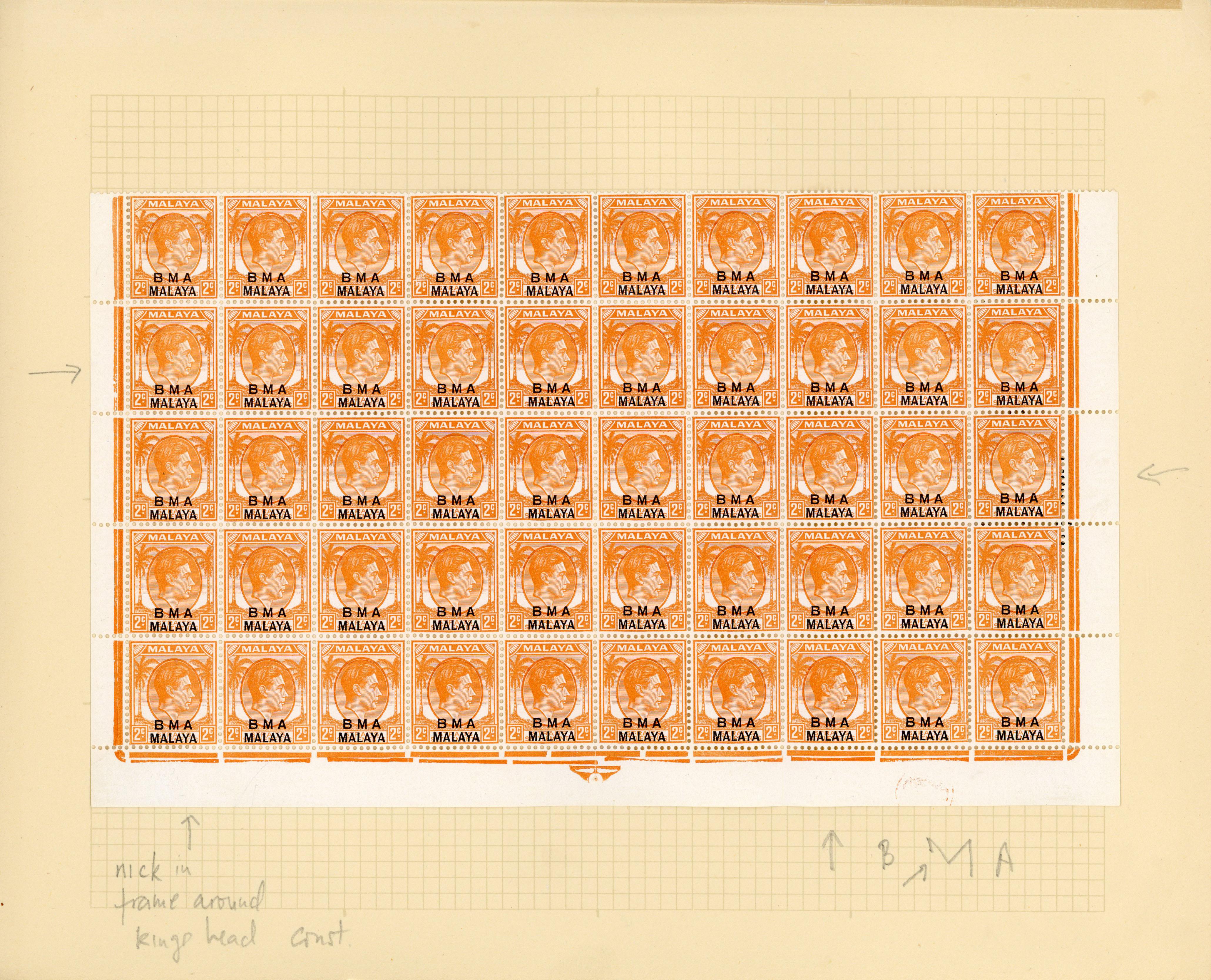 Malaya BMA SG 3 block mint