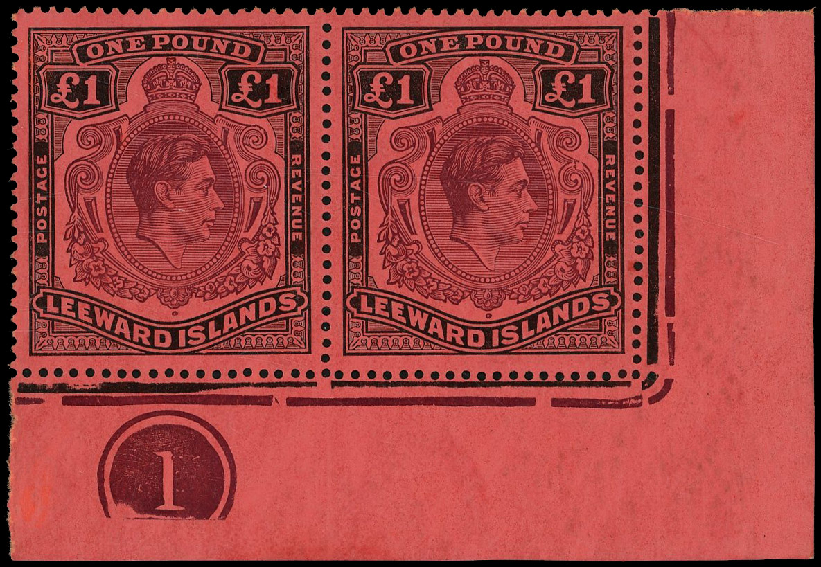 Leeward Islands SG 114ad, ae Plate pair mint
