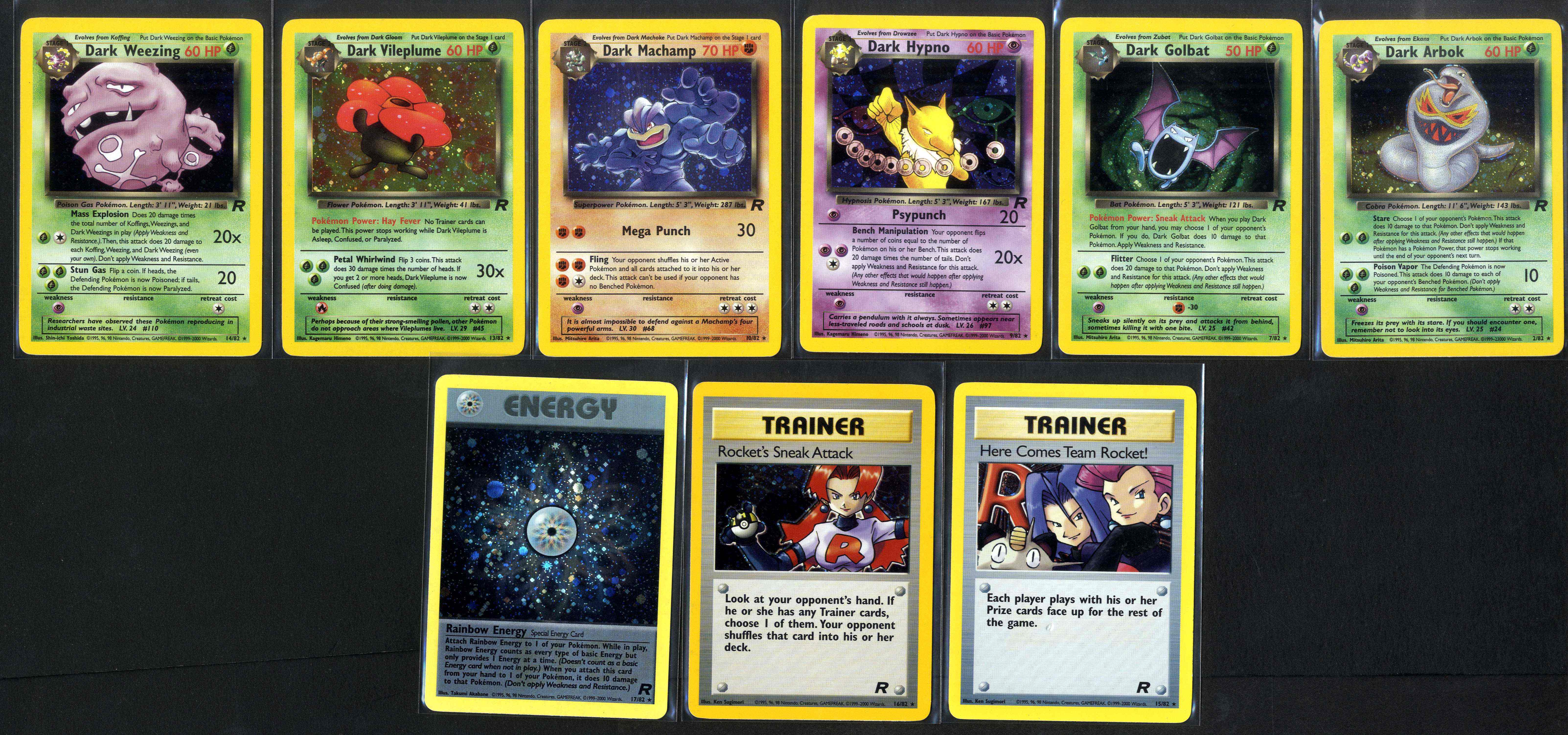 Team Rocket 1999 - Partial Complete set - 9 Holos, 41 non-holo