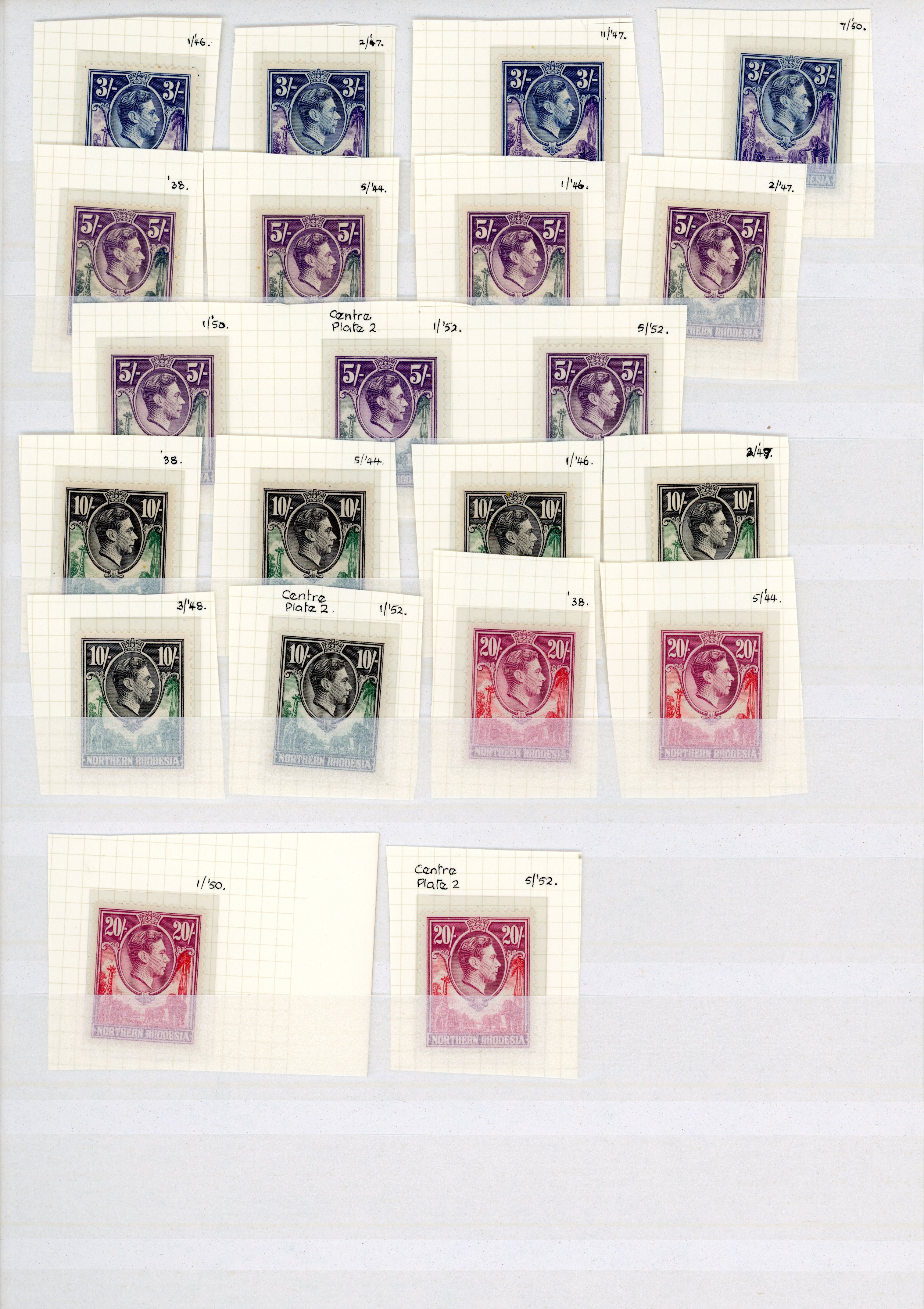 Northern Rhodesia 1938 set printings collection mint