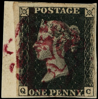 1840 1d Black Pl.5 (QC). bright magenta MC 