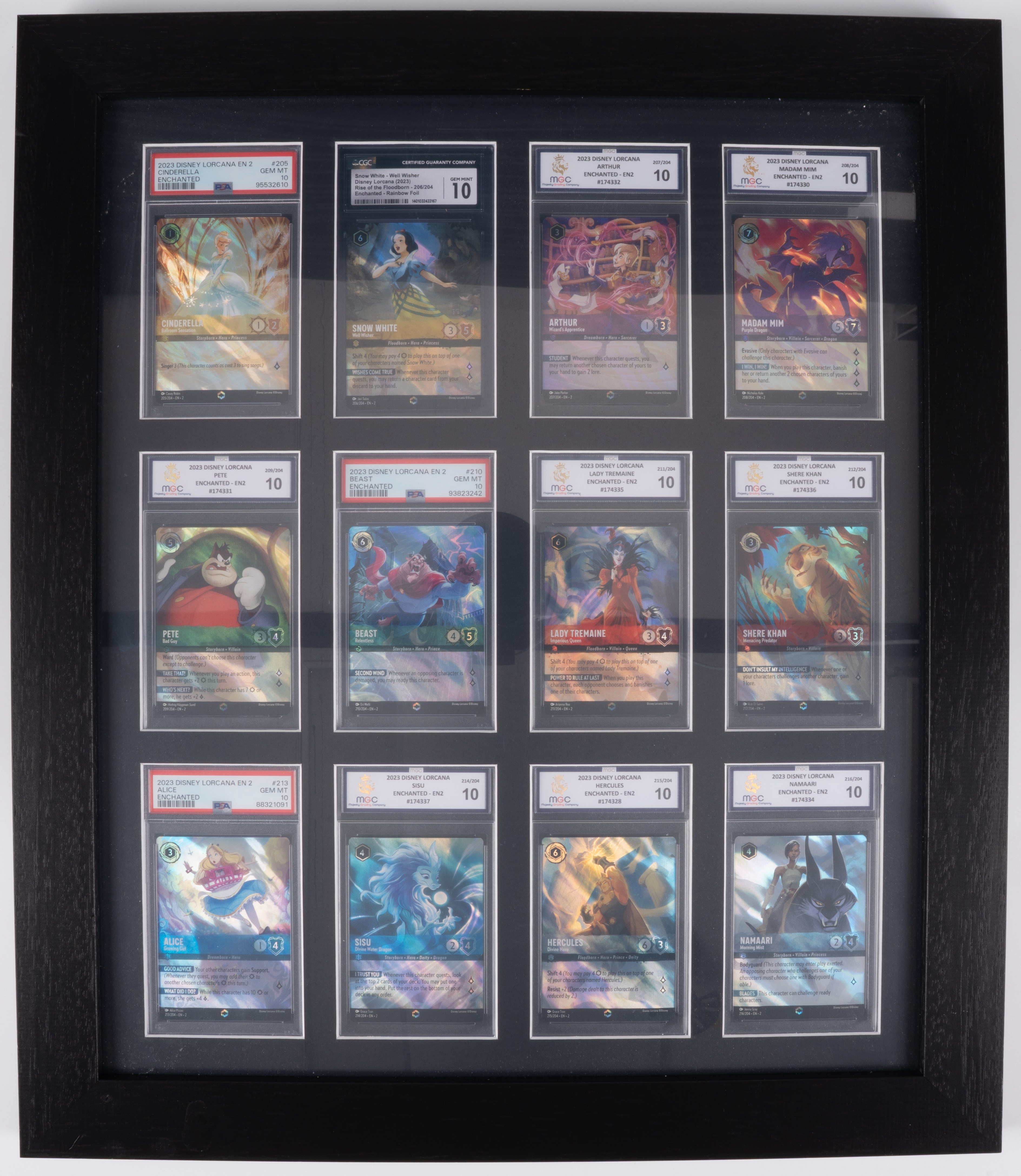 Disney Lorcana - Rise of the Floodborn ALL 12 Encanhted Rares ALL Grade 10