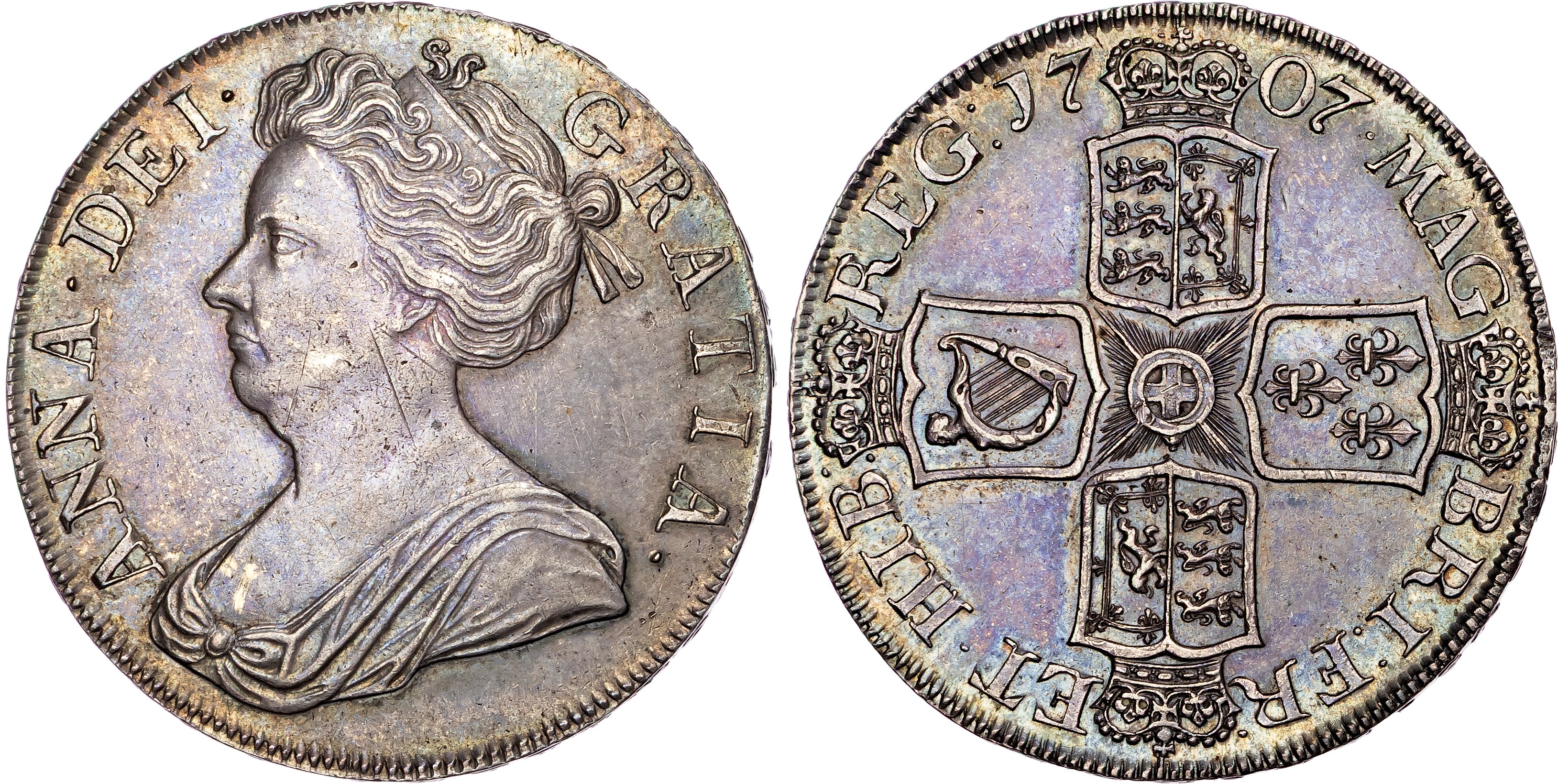 Anne (1702‐1714), AR Crown, 1707 SEPTIMO, Post Union.