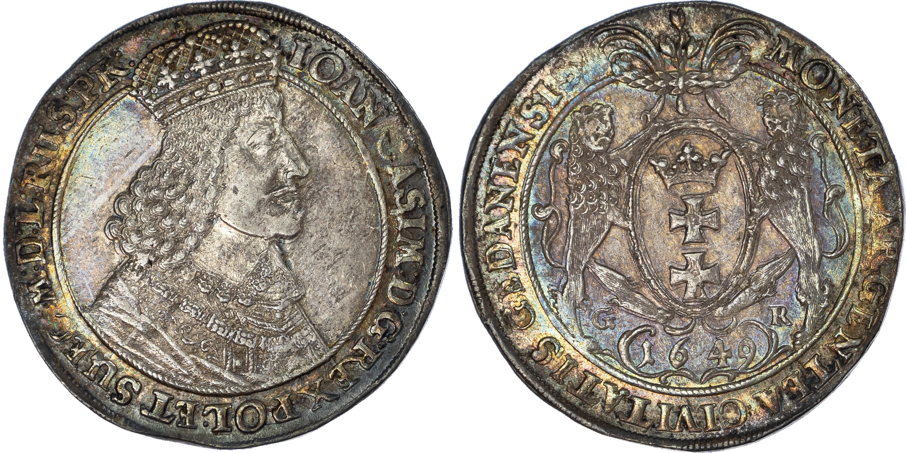 Poland, Danzig, John II Casimir (1649‑1668), silver Taler, 1649 GR, Danzig, 28.82g.