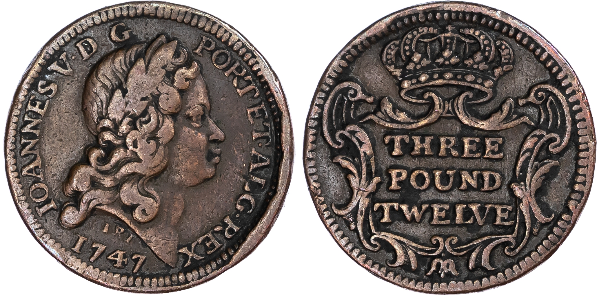 Great Britain. George II Æ Gold Weight, for Joao V Portuguese gold. 1747.