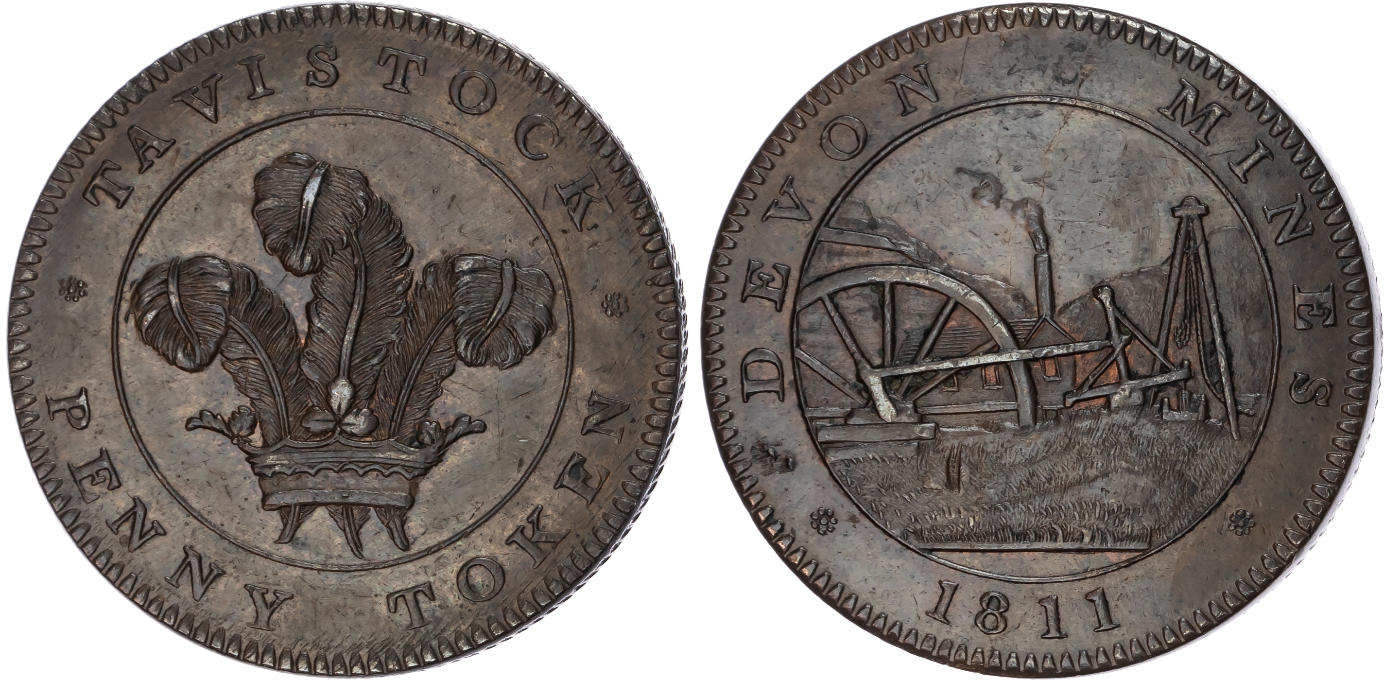 TAVISTOCK , Dev. Devon Mines Penny 1811, Another but smoke to the left, 34mm/24.73gm. (W 1133; D 24). Extremel…