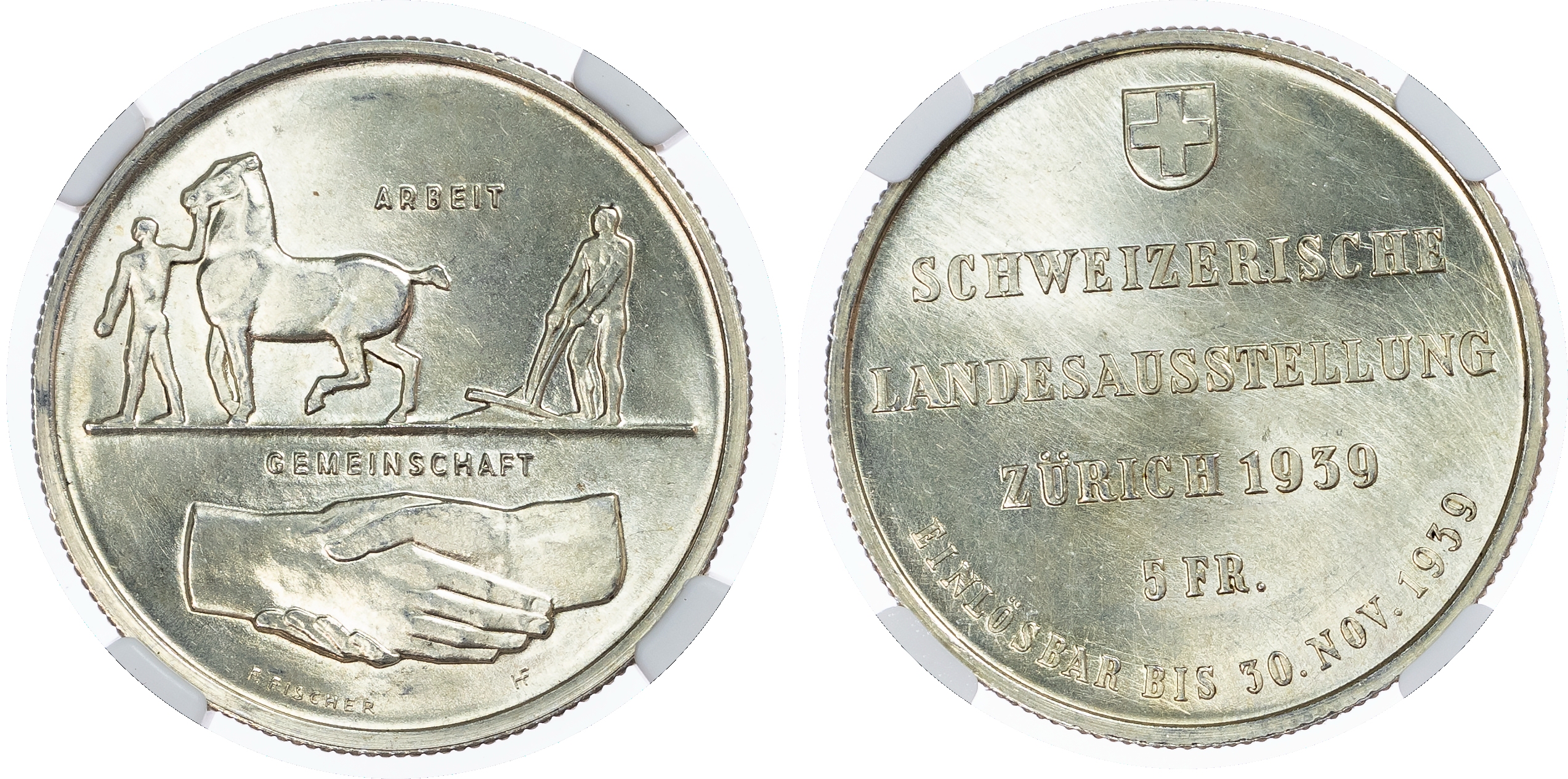 Switzerland, Cantonial. Zurich AR 5 Francs. 1939.