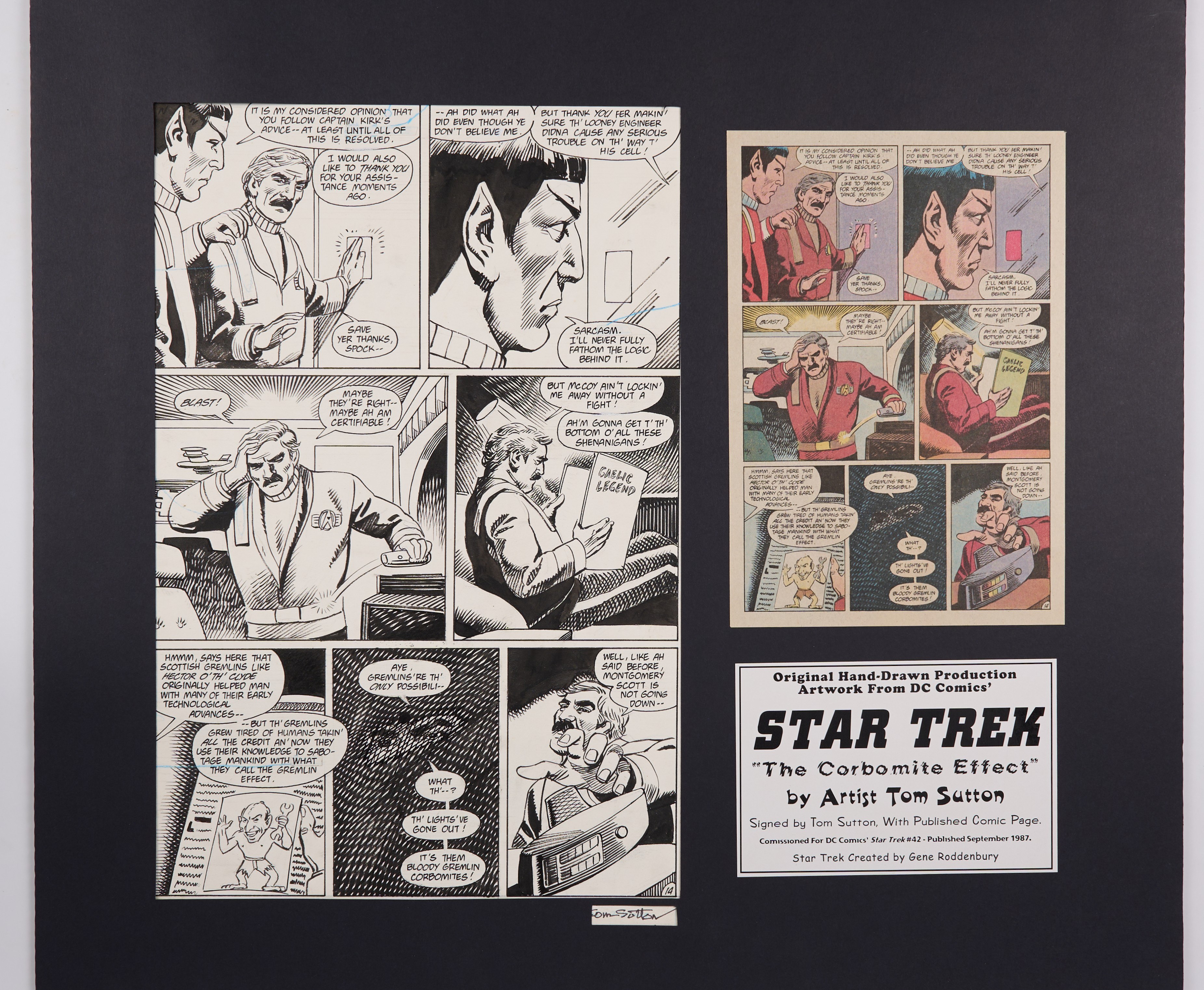 Tom Sutton Star Trek #42 Page 14 Original Ink Comic Page Signed (DC Comics, 1987)
