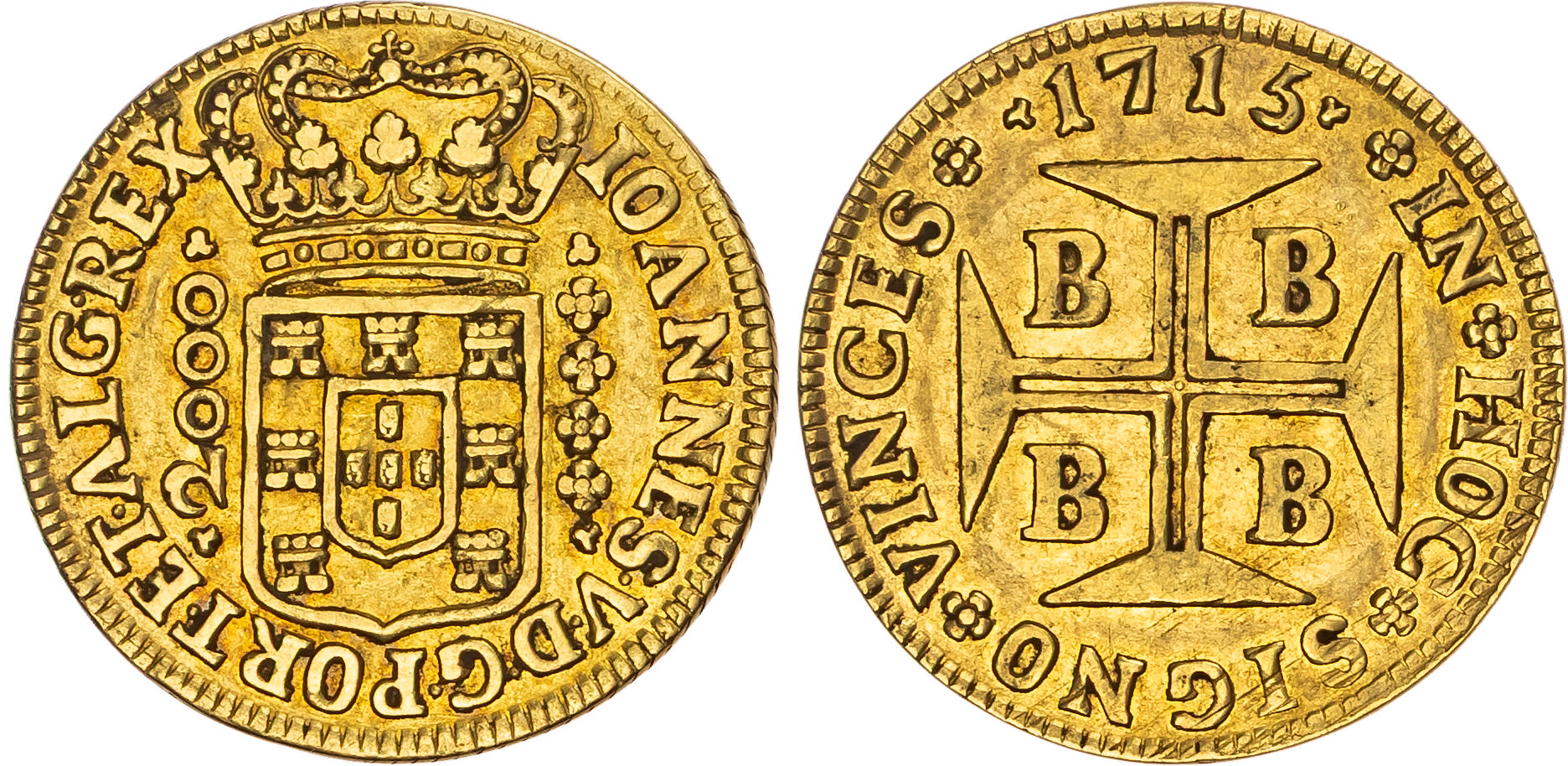 Brazil, João V (1706-1750), gold 2000 Reis, 1715