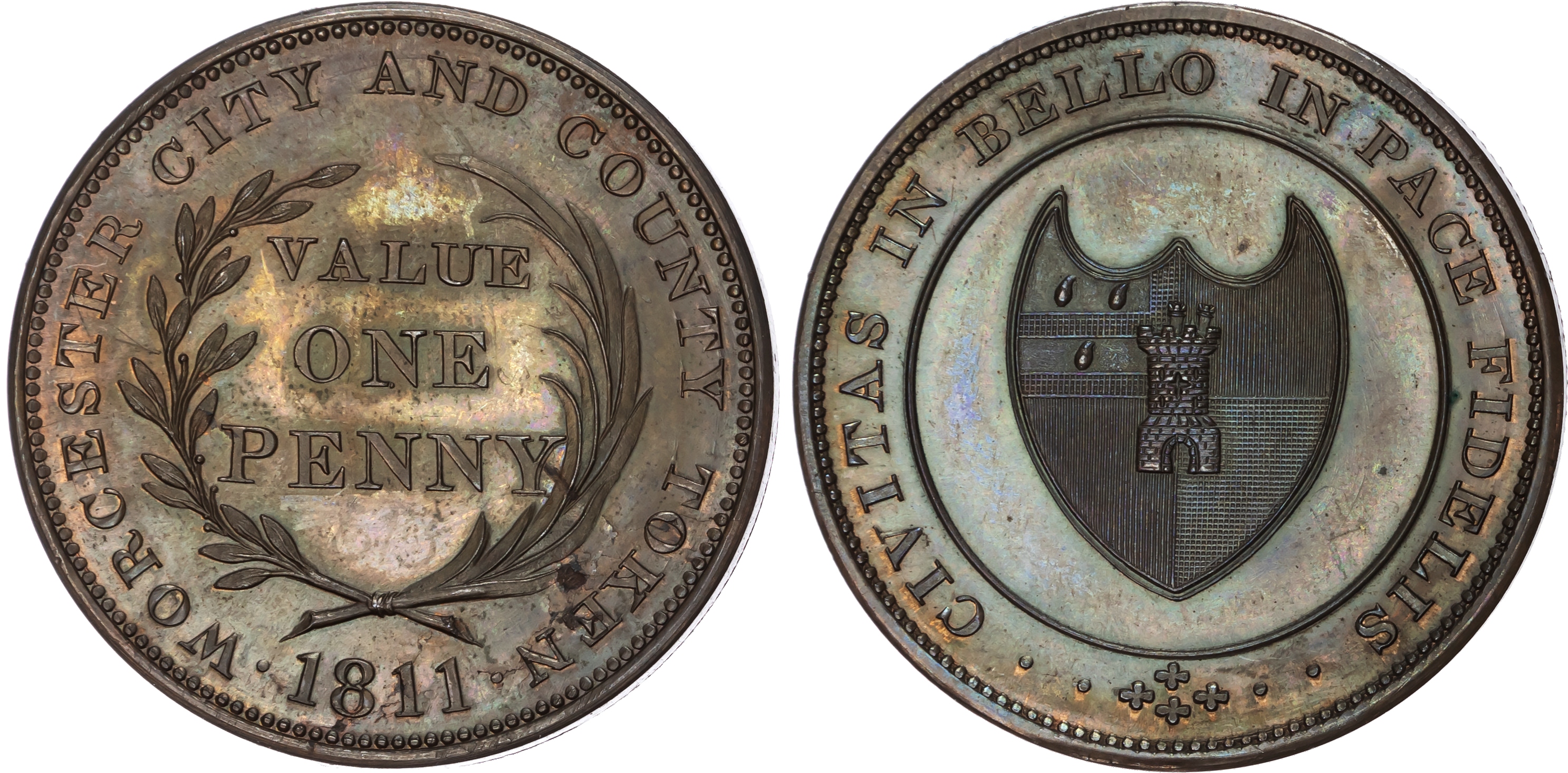 WORCESTER, Worcs. House of Industry (Workhouse) Penny 1811, Another but proof-like, 36mm/28.54gm. (W 1240a; D …