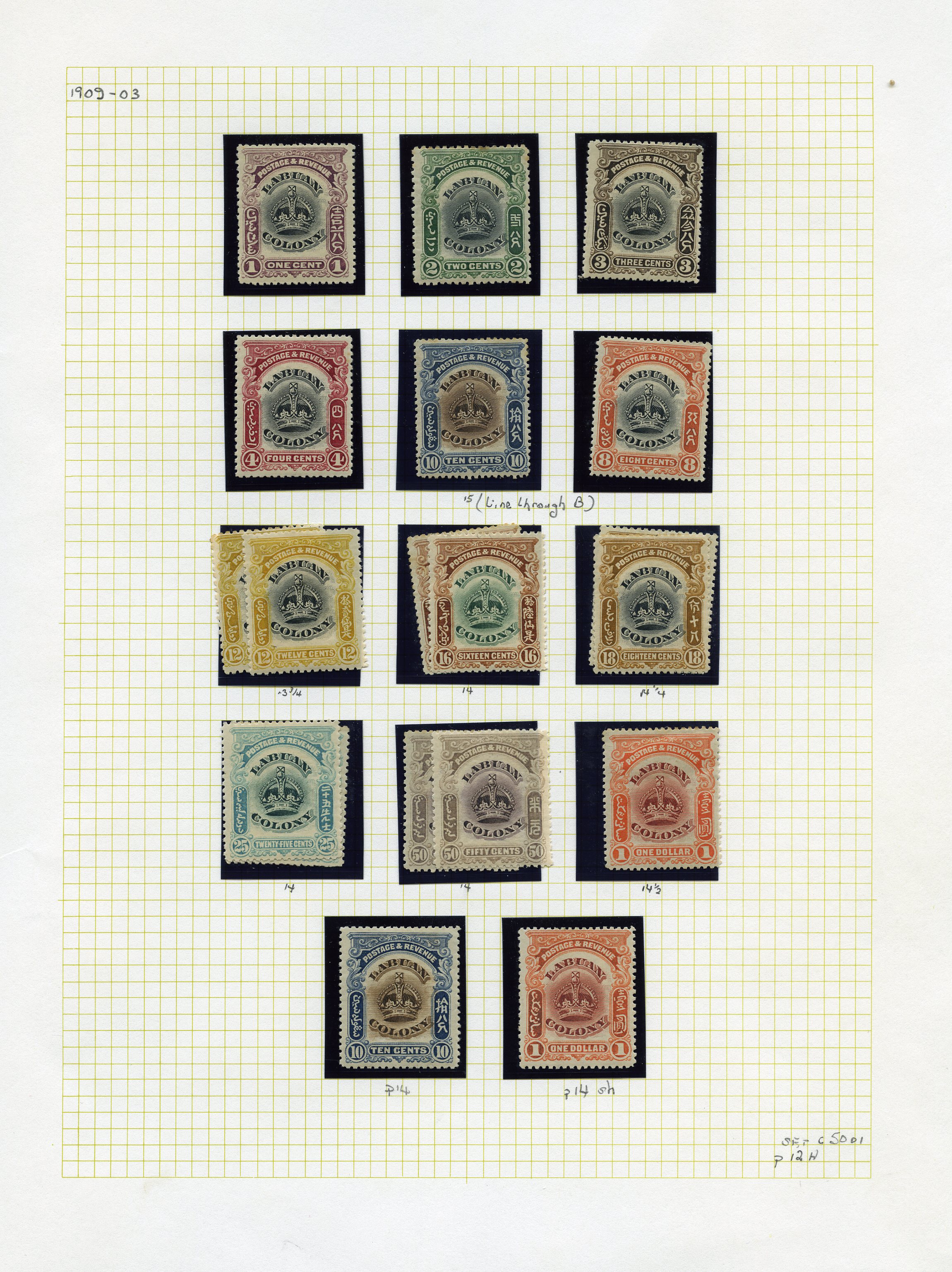 1902-03 1c to $1 set of 12, the 10c shows...