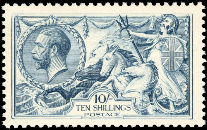 GB: 1918-19 Bradbury, Wilkinson 10s dull grey-blue, mint unmounted og