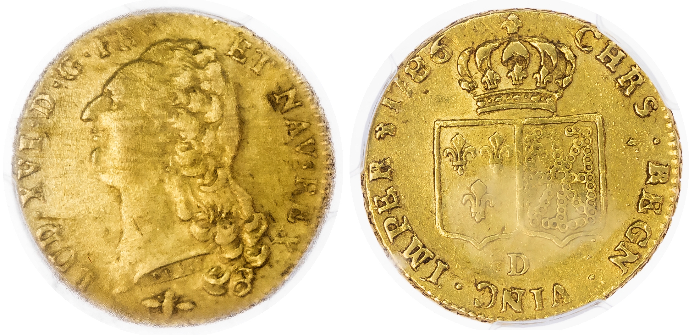 France, Kingdom. Louis XVI AV 2 Louis d'Or. 'No Dot' type. Lyon, 1st Semester, 1786D.