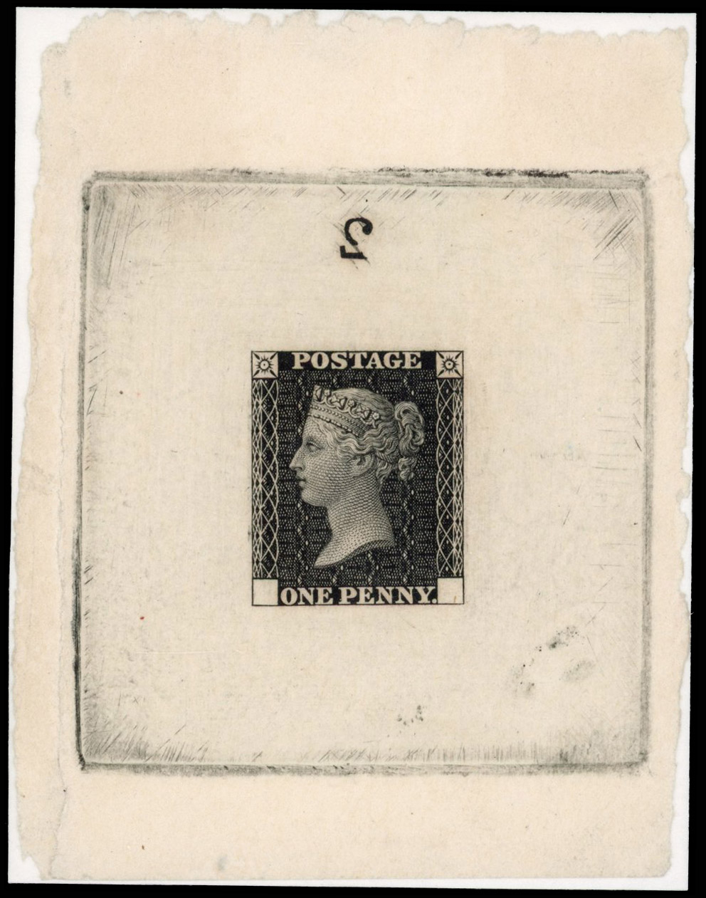 GB SG DP33b 1890 1d black secondary Die Proof
