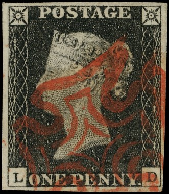 1840 1d black plate 3 (LD), four even...