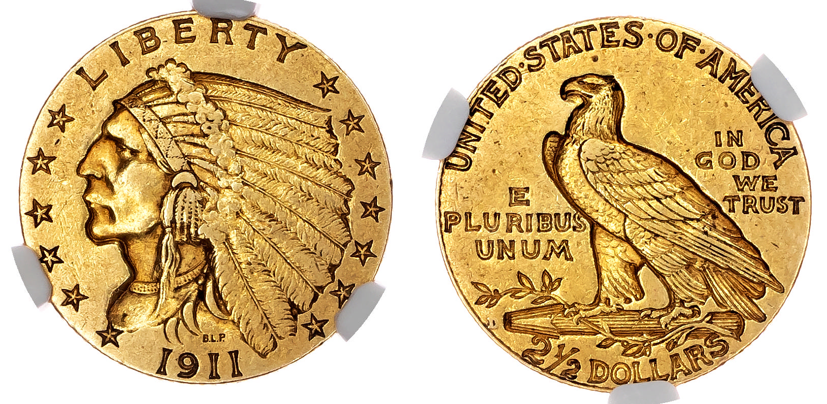 USA, Indian Head gold 2 ½ Dollar, 1911, strong D variety - AU 55