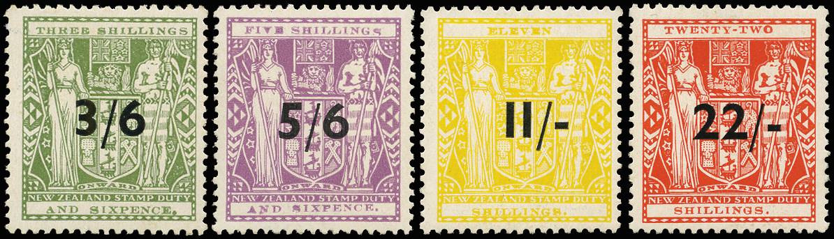 NEW ZEALAND SG F187/90 1940 POSTAL FISCAL SURCH SET OF 4