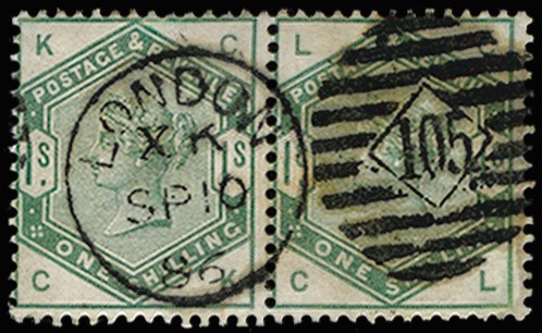 1884 1s Dull green. Very fine used horizontal...