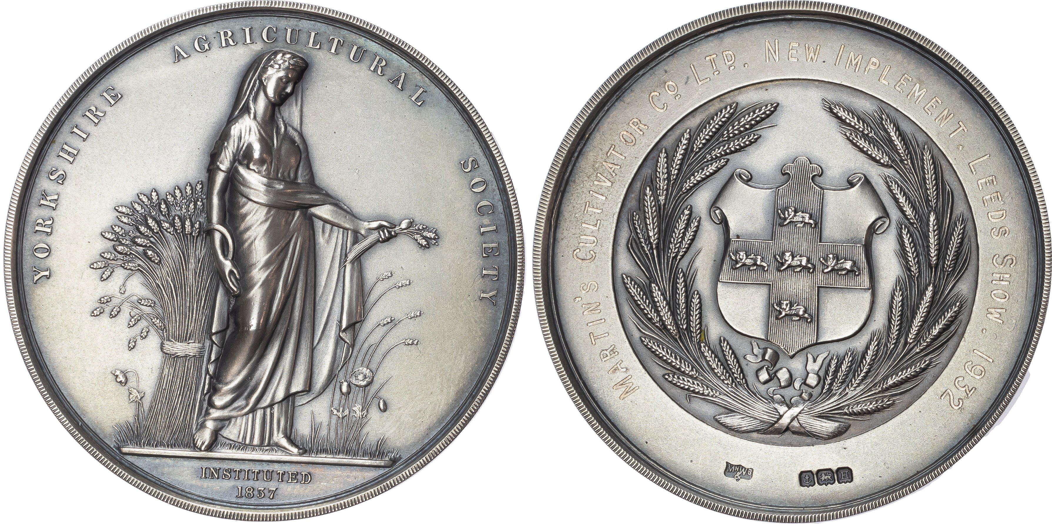 Yorkshire Agricultural Society, Silver Prize Medal,1932 by B. Wyon