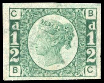 GB SG DP68d 1878 ½d colour trial.