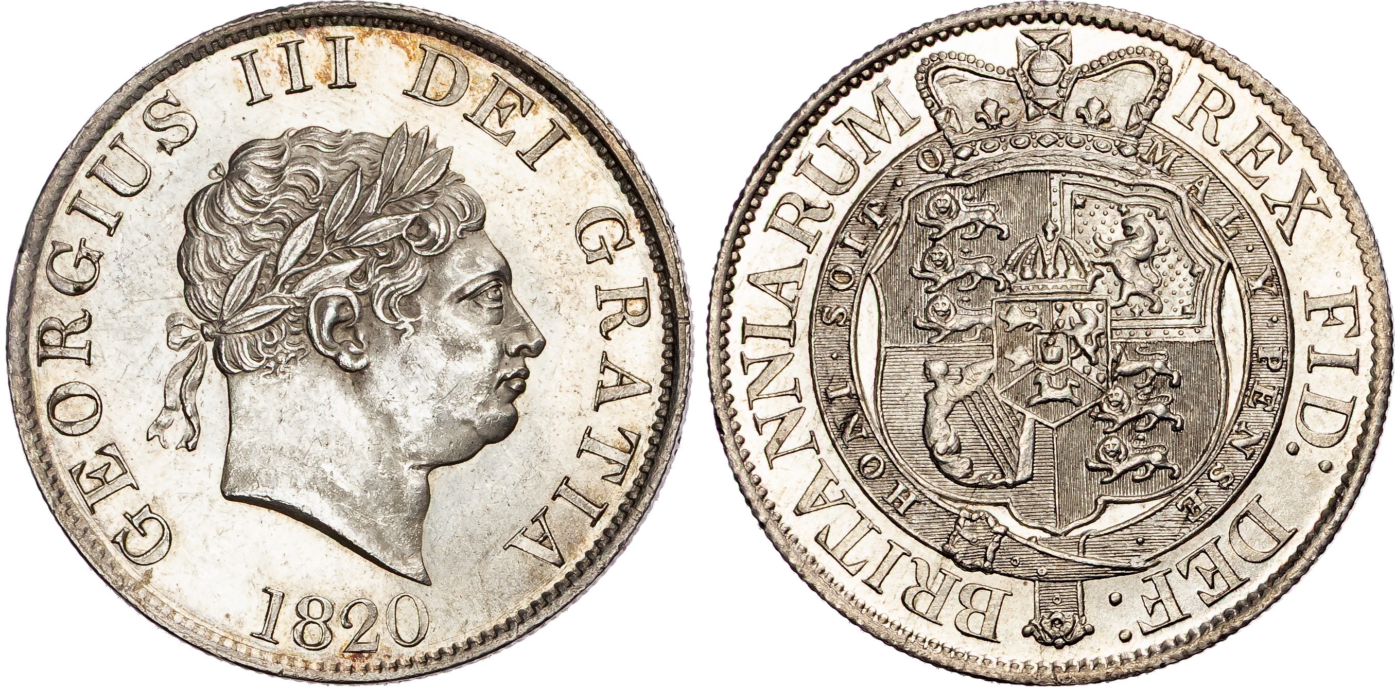 George III (1760‐1820), AR Crown, 1820, New Coinage.